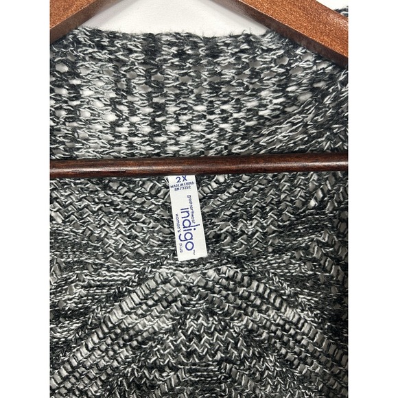 GN Indigo Womens Long Crochet Open Knit Duster Cardigan Size 2X Neutral Layer - Picture 4 of 8